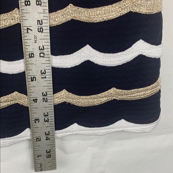 Lilly Pulitzer size 4 small one shoulder blue gold Dress stripe sirens guest - Picture 8 of 15